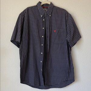 Cinch Men’s Western Plaid Short Sleeve Button Down Shirt XL Navy